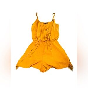 Women’s Kendall & Kylie Yellow Romper w/ Lace Trim & Fringe Size M